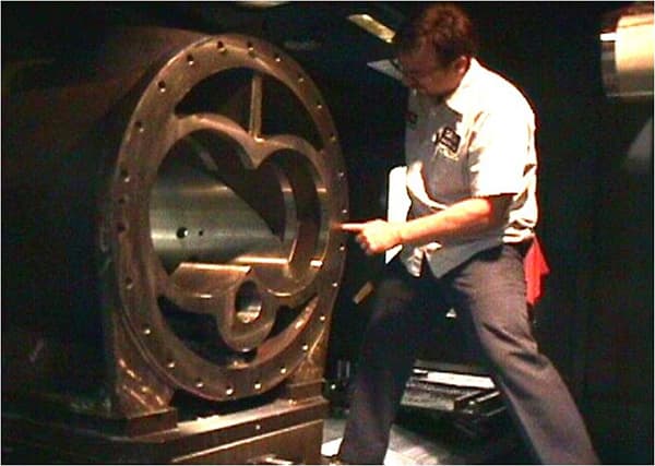 Machinist working on a large casting