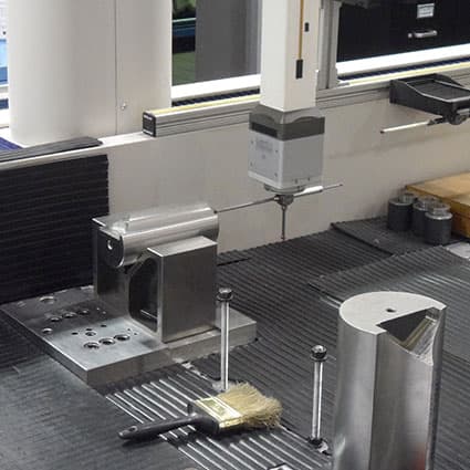 Machined parts staged for CMM inspection